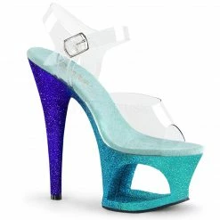 PLEASER Moon-708OMBRE Ombre Glitter Stripper Dancer Club Platforms 7" Inch Heels