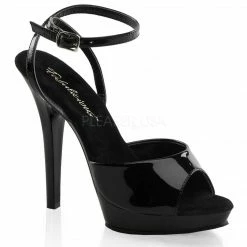 FABULICIOUS Lip-125 Black Party Dress Formal Club Ankle Strap Sandals 5" Heel Heels