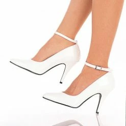 Discontinued PLEASER Vanity-431 White Work Dress Pumps 4" Heels Drag Women 4-15