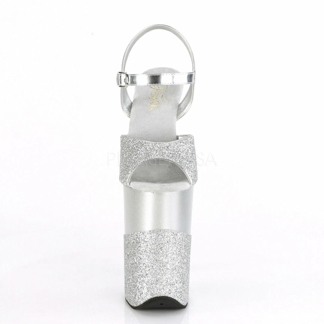 PLEASER Infinity-909-2G Glitter Stripper Pole Dancer Showgirl Club Strap 9" Heel Heels