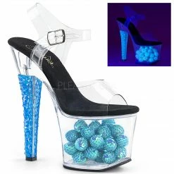 Discontinued PLEASER Radiant-708NSB Blacklight Reactive Sequins Balls Dancer Club 7" Heels