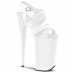 Heels PLEASER Beyond-097 Black White Strappy Stripper Pole Burlesque Showgirl 10