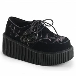 DEMONIA Creeper-219 Flower Goth Alternative Platform Flats Creepers 3' Heels