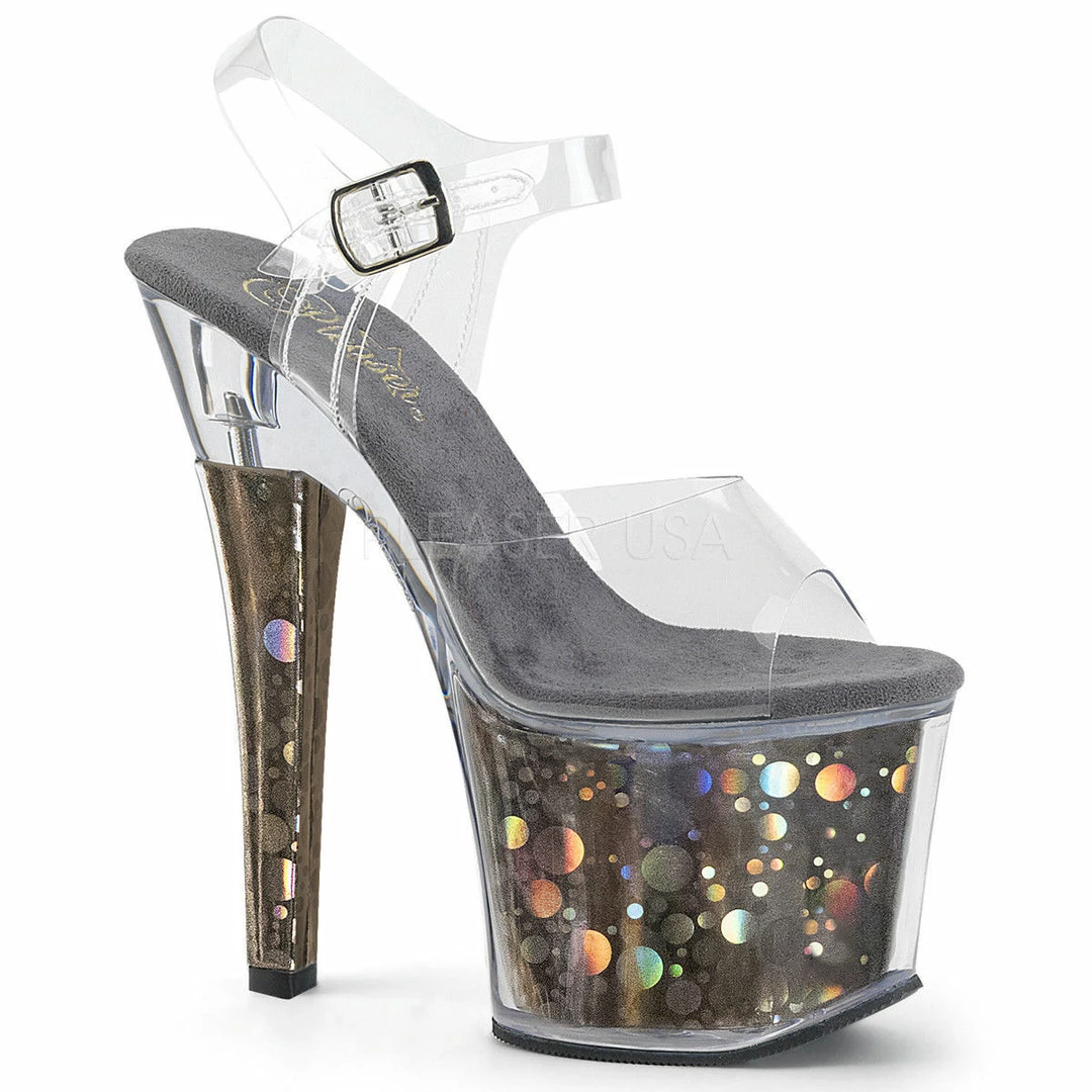 PLEASER Radiant-708BHG Holographic Stripper Pole Dancer Club Platforms 7" Heels
