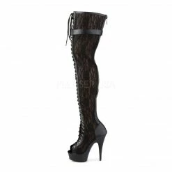 PLEASER Delight-3025ML Sexy Goth Black Lace Appliqued Mesh 6