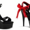 PLEASER Delight-615 Black Red Bow Ribbon Party Dancer Dress Club 6" High Heels