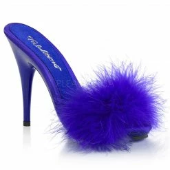 FABULICIOUS Poise-501F Marabou Fur Bedroom Strip Slipper Slide Sandal 5" Heels