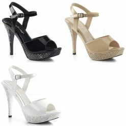 FABULICIOUS Elegant-409 Cream White Rhinestones Party Dress Wedding Heels