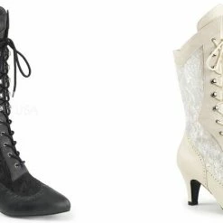 PLEASER PINK LABEL Divine-1050 Satin Lace Goth WIDE WIDTH Boots Drag Womens 8-15