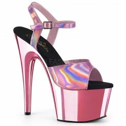 PLEASER Adore-709HGCH Silver Hologram Chrome Sandals Club Platforms 7