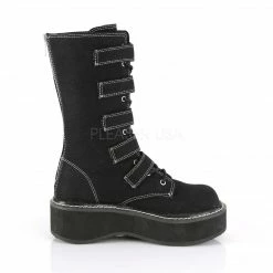 DEMONIA Emily-341 Women's Black Canvas Goth 5 Buckle 2