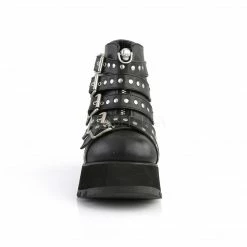 Boots DEMONIA Scene-30 Goth Rocker Skull Zip Studded Buckles Strap Platform Ankle Boot