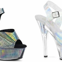 PLEASER KISS-208N-CRHM Jelly Like Hologram TPU Pole Dancer Stripper 6" Heels