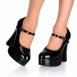 DEMONIA Dolly-50 Black Patent Mary Janes Platform Chunky Heels Plus Size 5-15