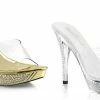 FABULICIOUS Elegant-401 Gold Silver Rhinestone Fitness Model Comp Wedding Heels