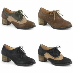 PINUP COUTURE Russell-34 Wingtip Oxfords Brogue Detail 2" Heels Shoes