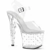 PLEASER Scallop-708SD Clear Rhinestones Stripper Pole Dancing 7" Scalloped Heels