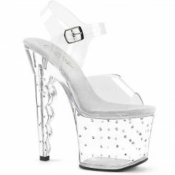 PLEASER Scallop-708SD Clear Rhinestones Stripper Pole Dancing 7" Scalloped Heels