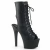 PLEASER Aspire-1016 Black Ankle Calf Open Toe Back Lace Up Zip Platform 6" Boots