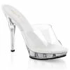 FABULICIOUS Lip-101 Clear Silver Glitter Bikini Model Party Club Slides 5" Heels
