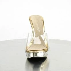 FABULICIOUS Elegant-401 Gold Silver Rhinestone Fitness Model Comp Wedding Heels