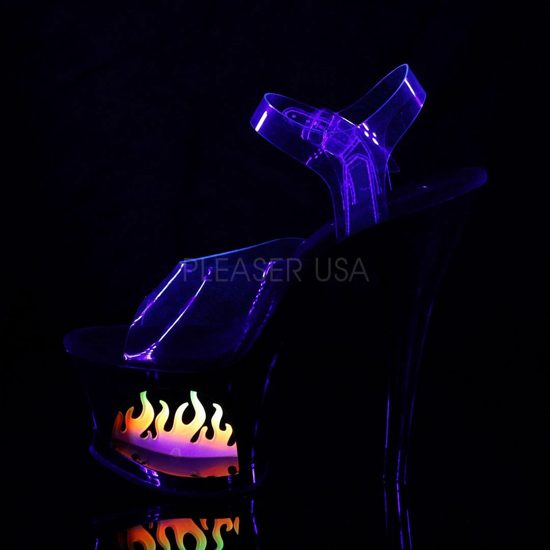 PLEASER Moon-708FLM Ombre Flames Fire Stripper Dancer Club Platforms 7" Heels