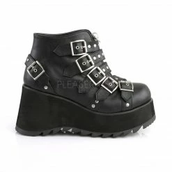 Boots DEMONIA Scene-30 Goth Rocker Skull Zip Studded Buckles Strap Platform Ankle Boot