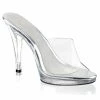 FABULICIOUS Flair-401 Clear Fitness Model Drag Slides Sandals 4.5" Heels 4-15