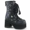 DEMONIA Ranger-310 Eyelet Skull Zip Goth Punk Alternative Ankle Platforms Boots