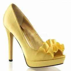 Discontinued FABULICIOUS Lumina-42 Satin Frilled Dress Formal Wedding Pump Heels