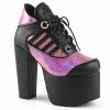 DISCONTINUED DEMONIA Torment-216 Hologram Spider Web Zig Zag Goth Platform Boots