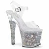 PLEASER Radiant-708HHG Hexagon Holographic Stripper Dancer Club Platform 7" Heel Heels