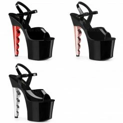 Discontinued PLEASER Scallop-709CH Chrome Stripper Pole Dancer Platforms 7" Scalloped Heels