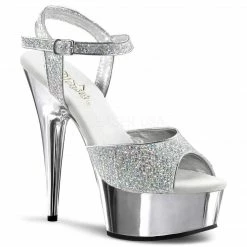 PLEASER Delight-609G Gold Silver Glitter Chrome Dress Party Dancer Club 6" Heels