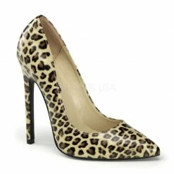Discontinued PLEASER Sexy-20 Pointy Toe Pearlized Cheetah Work Dress Pumps Heels