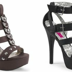 Heels PLEASER PINK LABEL Teeze-42W WIDE WIDTH Faux Leather Drag Large Plus Size 10-15