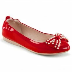 Discontinued PINUP COUTURE Ivy-09 Retro Dress Pearl Bow Foldable Ballet Flats