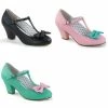 Pleaser PINUP COUTURE WIGGLE-50 T-Strap T-Bar Bow Pumps 2.5" Cuban Block Heels