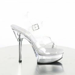 PLEASER Allure-608R Clear Rhinestone Wedding Dress Dancer Ankle Strap 5.5