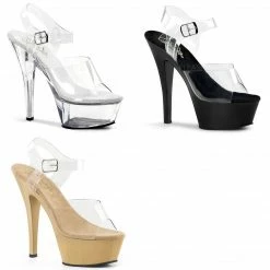 PLEASER Kiss-208 Clear Stripper Pole Dancer Club Ankle Strap Platform 6" Heels