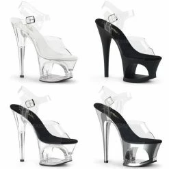 PLEASER Moon-708 Stripper Pole Dancer Club Cutout Ankle Strap Platforms 7" Heels
