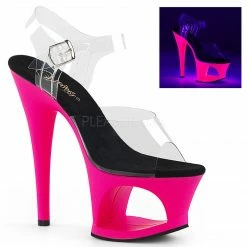 PLEASER Moon-708UV UV Blacklight Reactive Stripper Dancer Club Platform 7" Heels