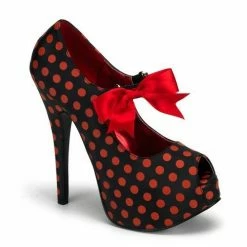 Discontinued BORDELLO Teeze-25 Polka Dot Rockabilly Pinup Peep Mary Janes Heels