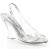 FABULICIOUS Lovely-450 Clear See Through Slingback Dress 4" Wedges Sandals Heels