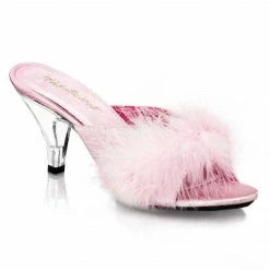 FABULICIOUS Belle-301F Satin Fluffy Fur Feathers Bedroom Slippers Mules 3