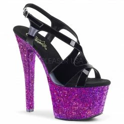 Discontinued PLEASER Sky-330LG Holographic Glitter Stripper Dancer Club Platforms 7