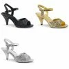 Fabulicious PLEASER Belle-309G Gold Silver Black Glitter Dress Wedding Strap 3" Heels 4-15