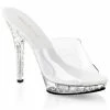 FABULICIOUS Lip-101SDT Clear Rhinestone Party Comp Slides 5" Heel