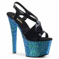 Discontinued PLEASER Sky-330LG Holographic Glitter Stripper Dancer Club Platforms 7" Heels
