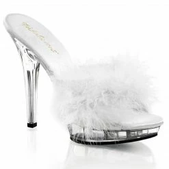 FABULICIOUS Lip-101-8 Sexy Satin Marabou Fur Fluffy Slippers Slides 5